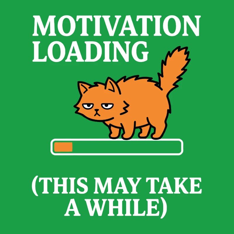 Motivation Loading Müde Katze mit Ladebalken