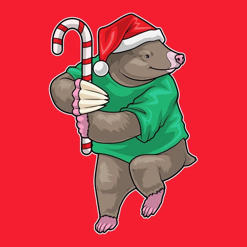 Mole Christmas candy cane