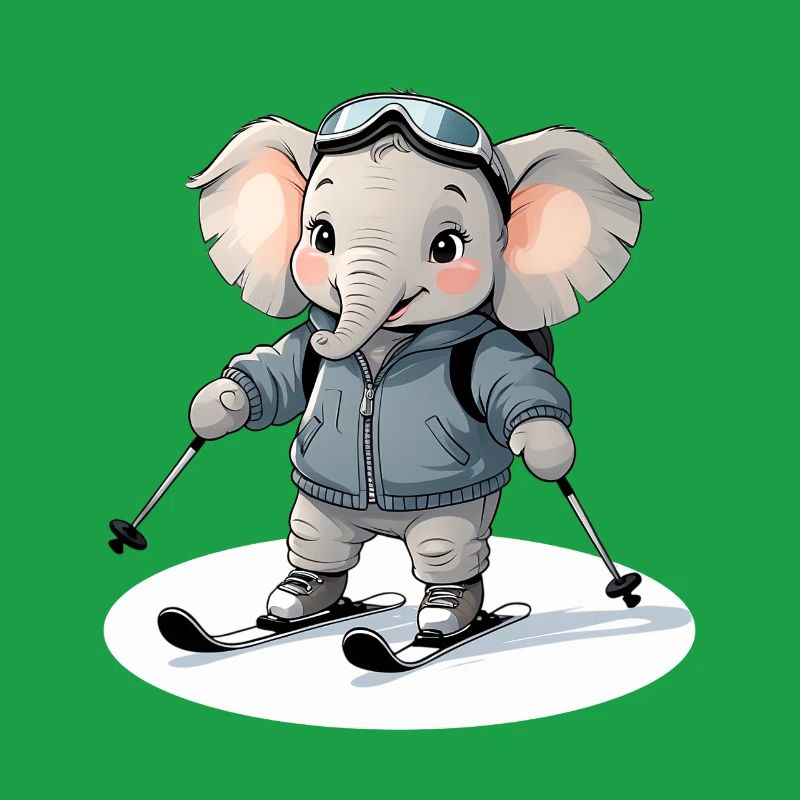 Skiing Elephant Pullover Hoodie