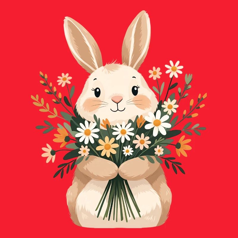 Bunny with spring bouquet