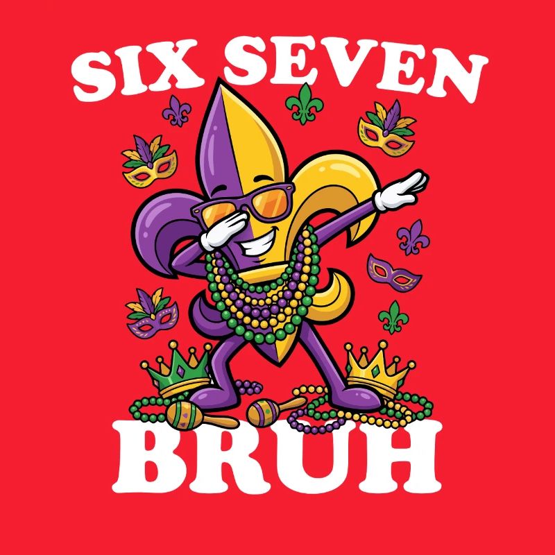 Six Seven Bruh Mardi Gras Fleur De Lis 6 7 Fun 6-7