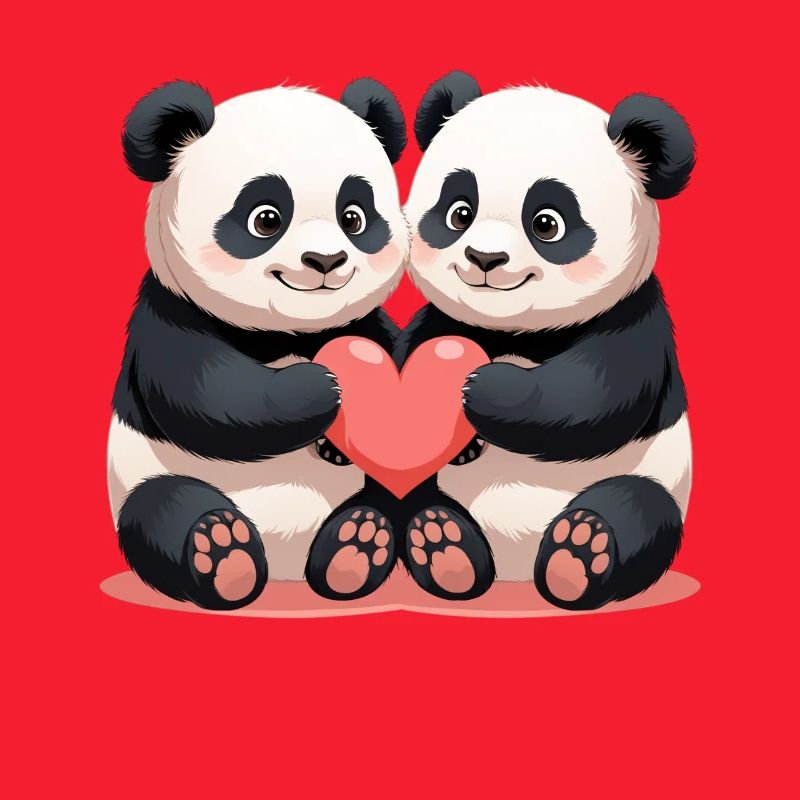 Panda Heart Duo Cuddle Time