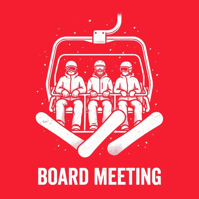 Vorstandssitzung Snowboard Sessellift Retro