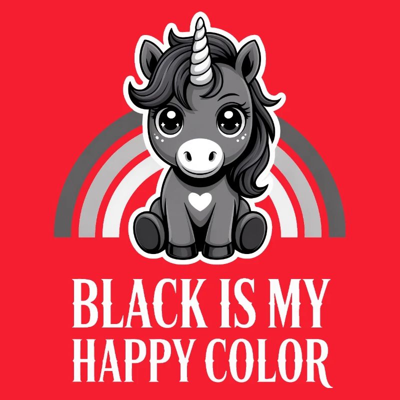 Licorne Noire Joyeuse Couleur