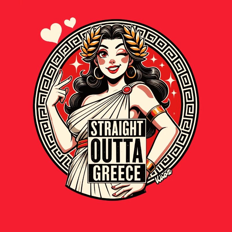 Parodie de la Déesse de la Grèce tout droit sortie de la Grèce