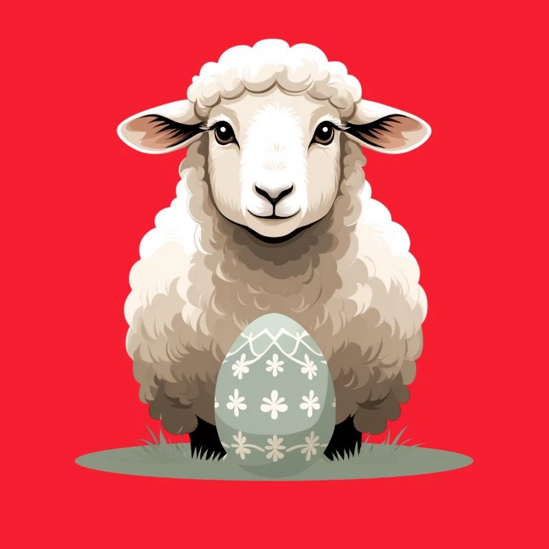Cuddly lamb with Easter egg