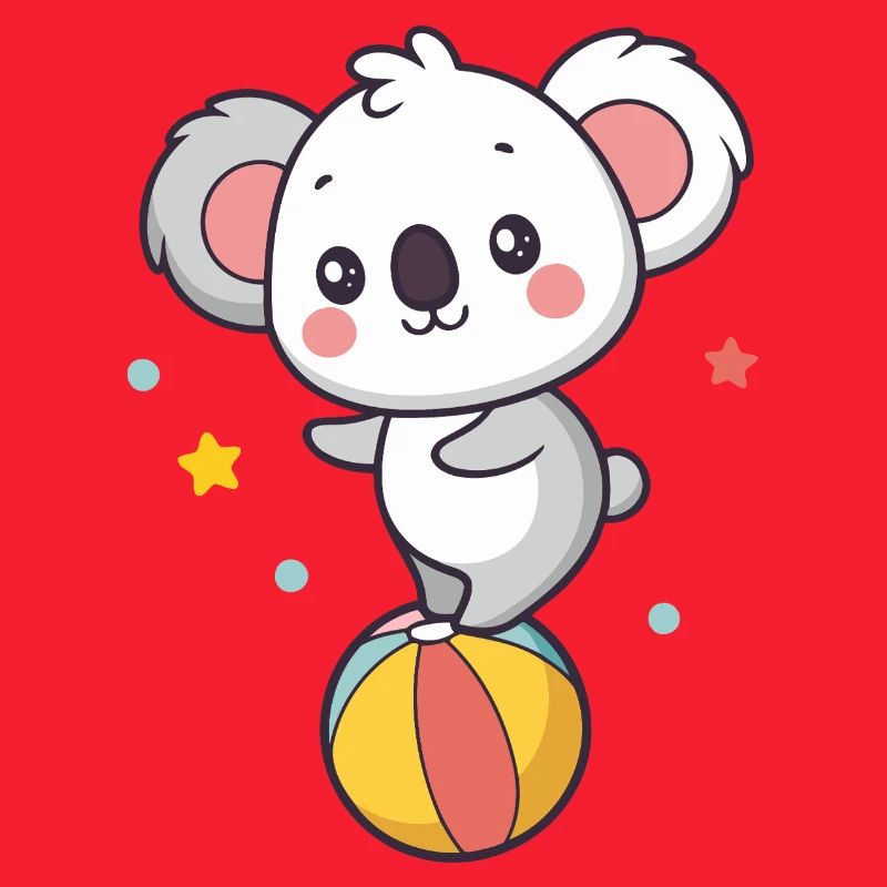Koala mignon sur ballon arc en ciel