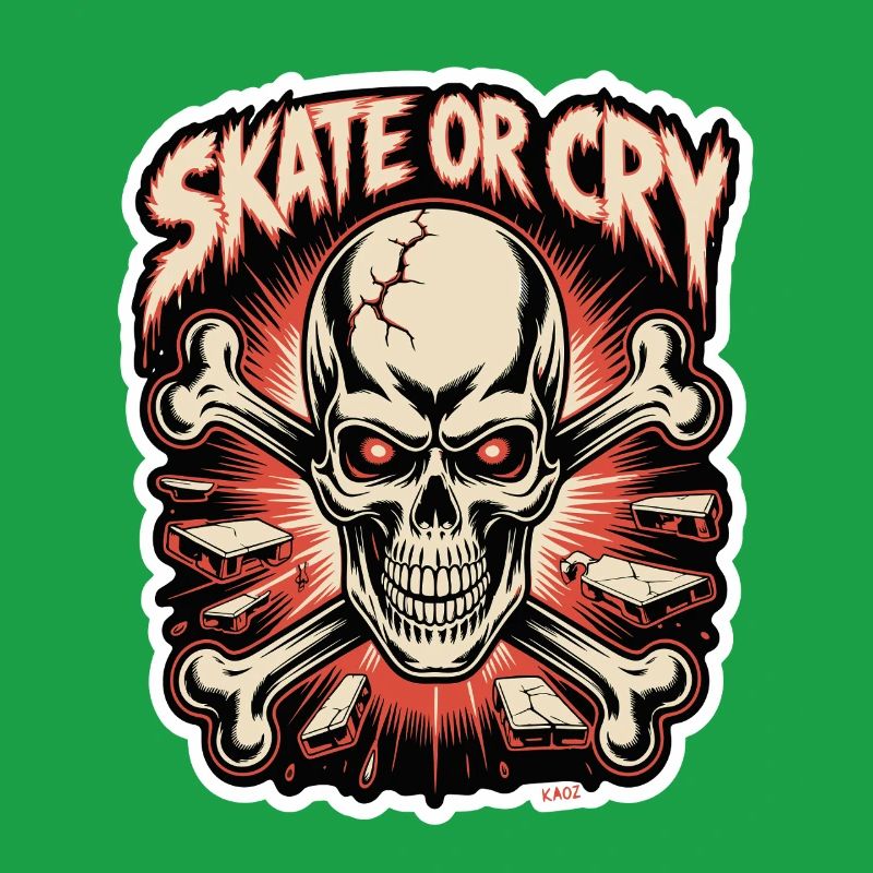 Skate- oder Cry-Skull-Tee-Design