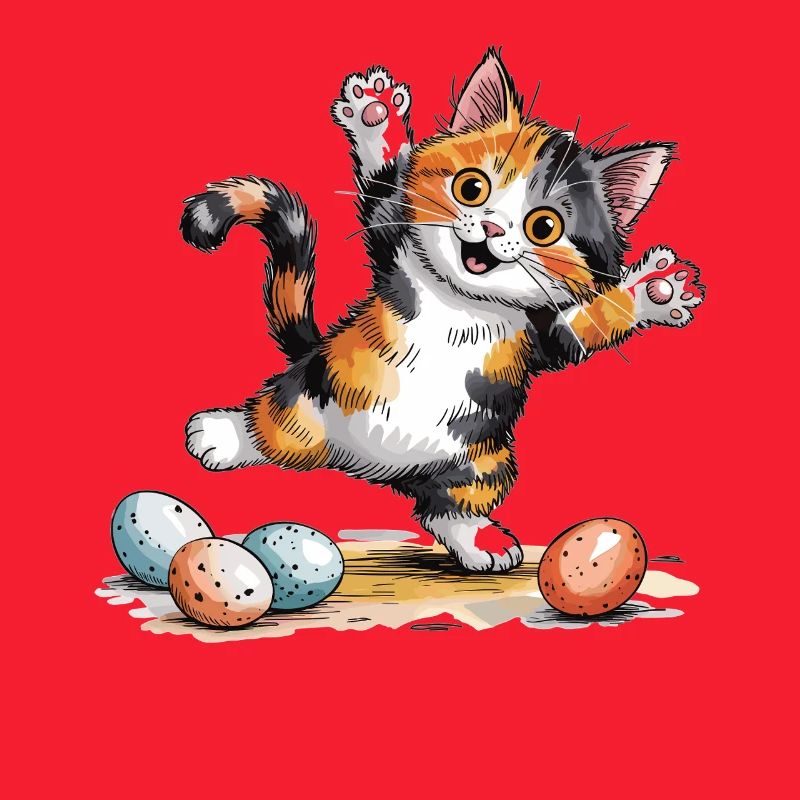 Cats Easter T-Shirt – Cat with Easter Eggs