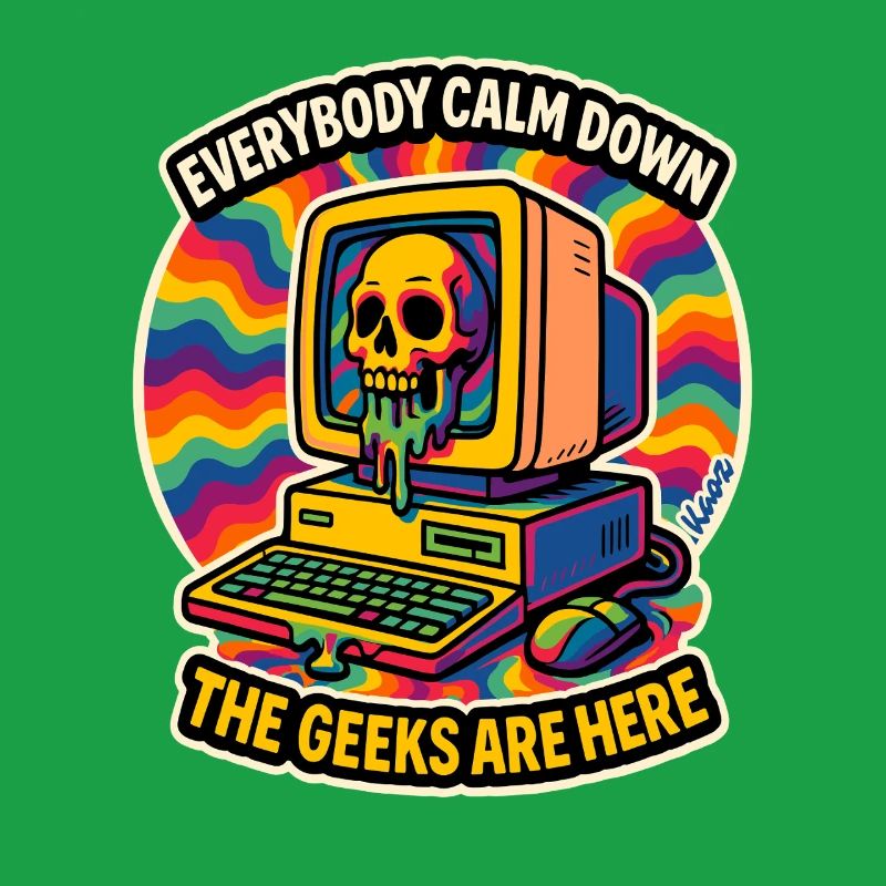 Geeks sind hier Retro Skull Computer