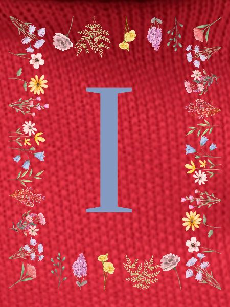 Florale Initial "I" Blumenmonogramm