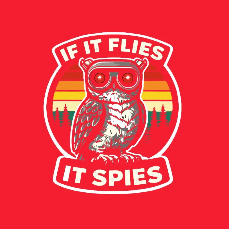Spionierende Eule im Retrolook Drohne Spion