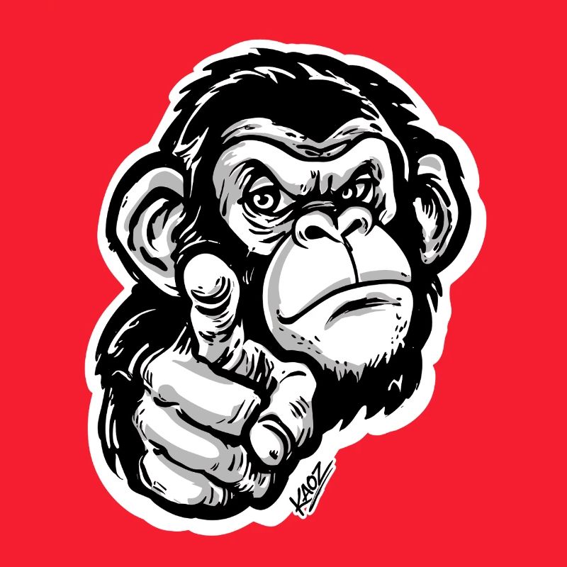 Monochrome Monkey Pointing
