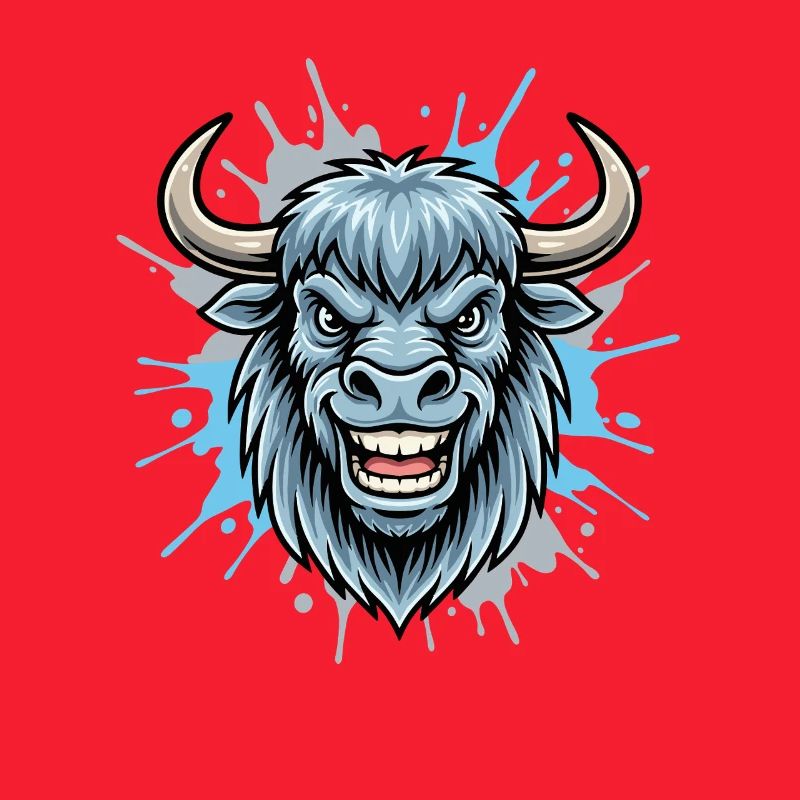 Blue Bison Head Splash