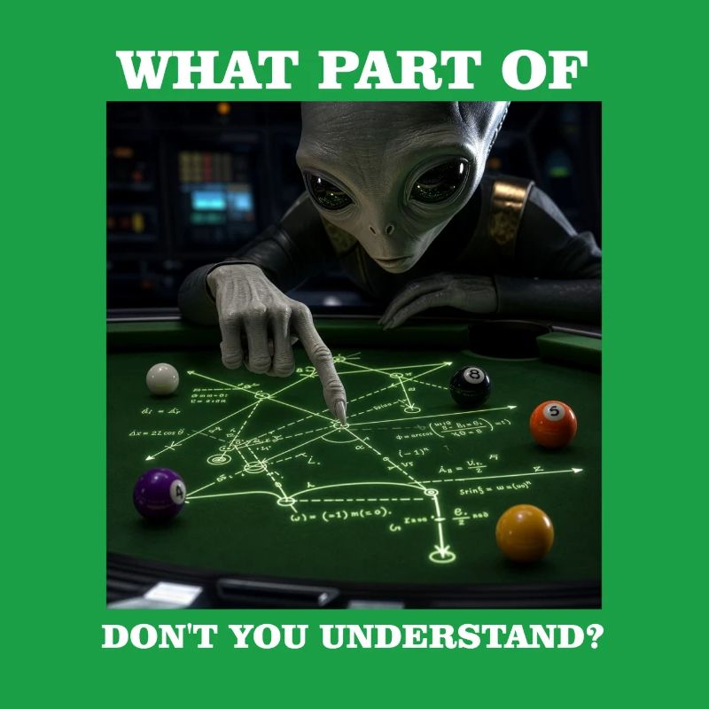 Billiards Physics Alien Nerd Pool Player
