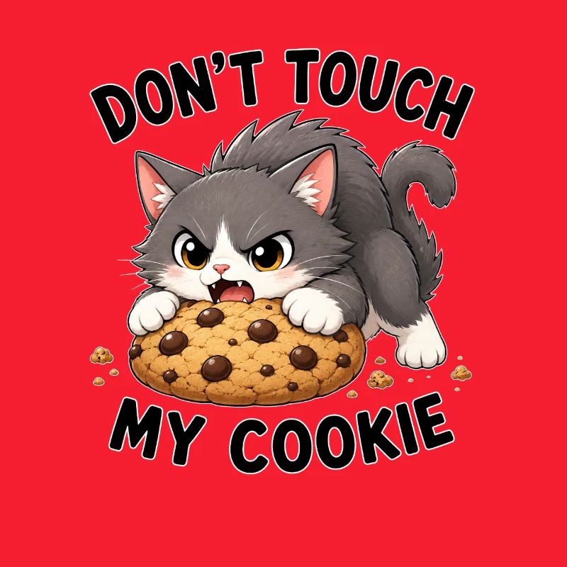 Chat mignon dessin animé Cookie Snacking Dicton