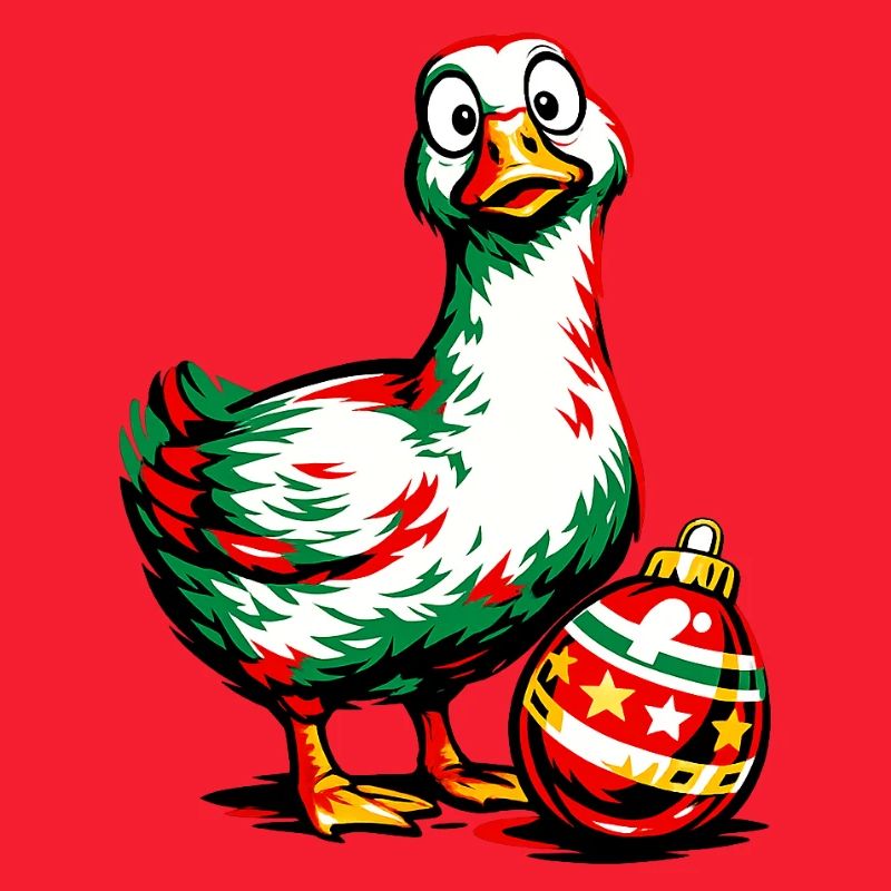 Gans mit Weihnachtskugel - Ei . 1 . KI generiert
