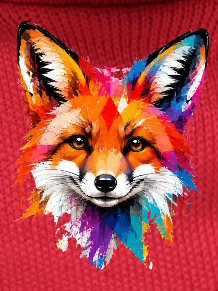 Bunter Fuchs mit Farbklecksen