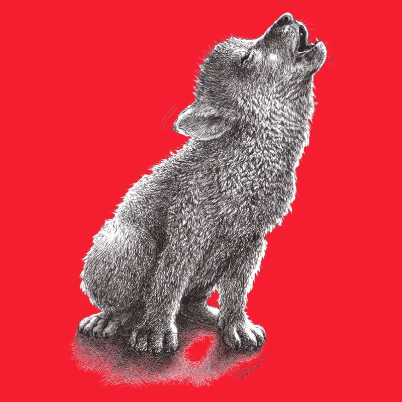 Young howling wolf