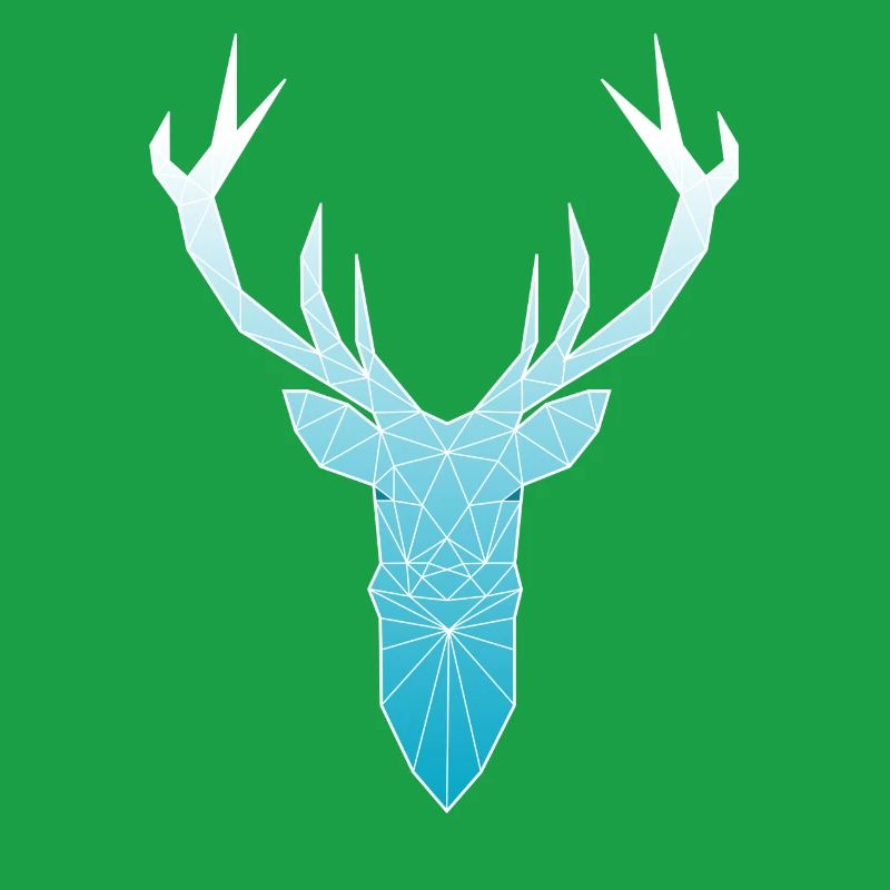 Deer head in triangle design (light blue)