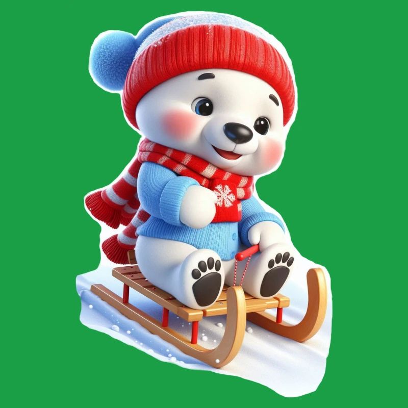 Winter bear on sled