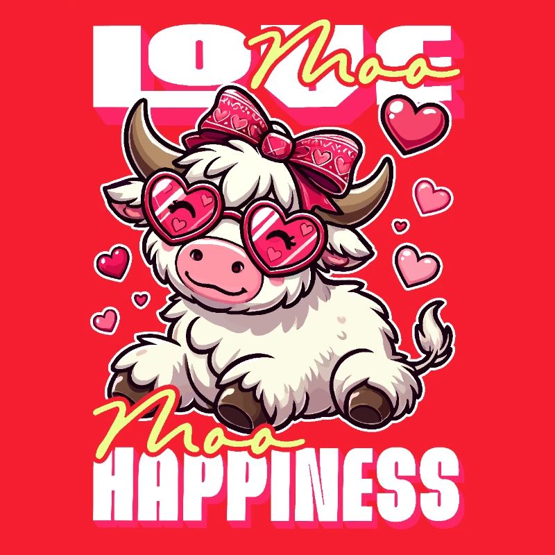 Moo Love, Moo Happiness - Conception de vache mignonne