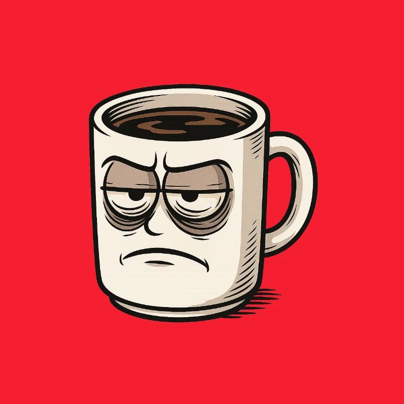 Coffee cup with grumpy face