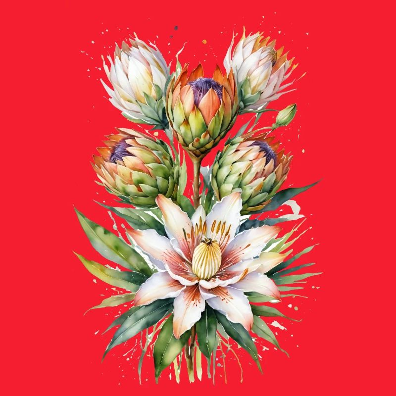 Protea Bloom Aquarell