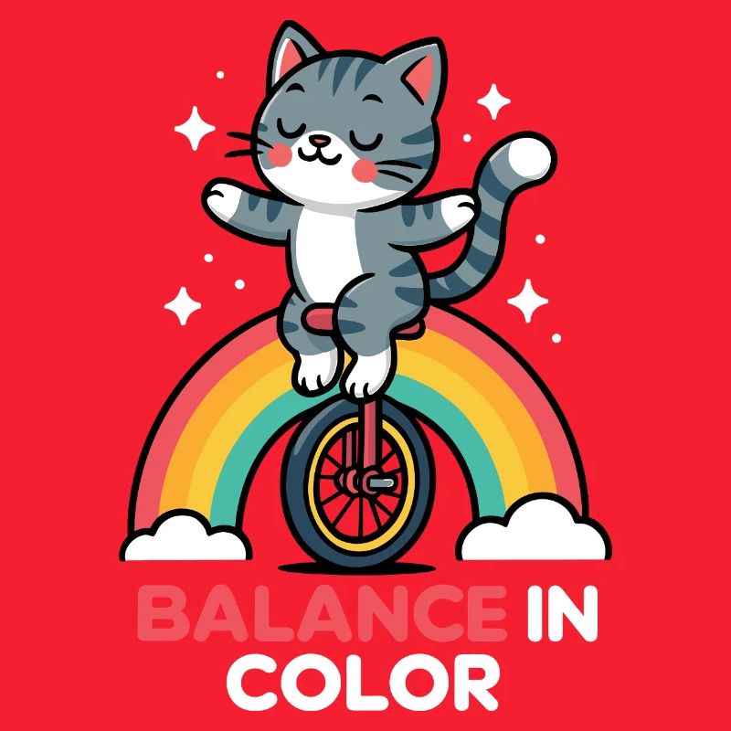 Équilibre du chat sur arc-en-ciel