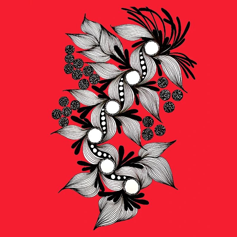 Spirale de fleurs noires et blanches