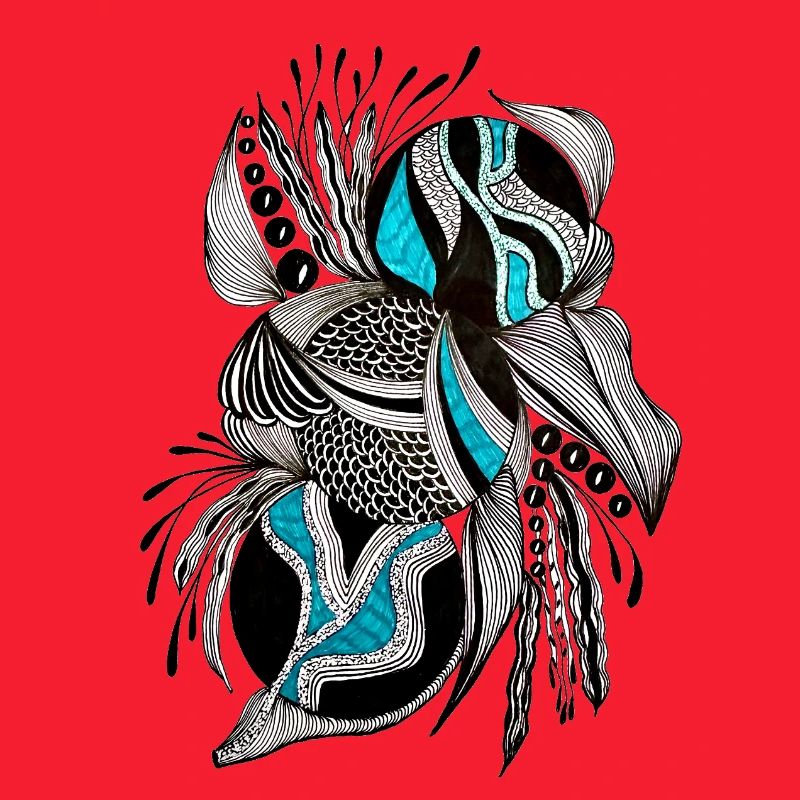 BlackTurquoise Scale Pattern