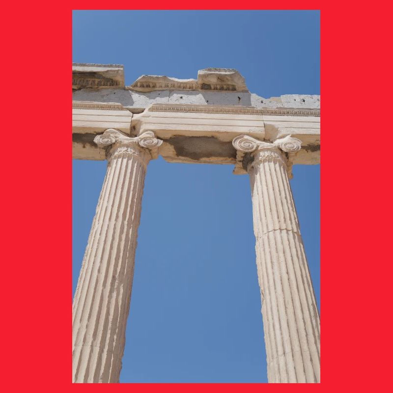Ancient columns under blue sky, Acropolis
