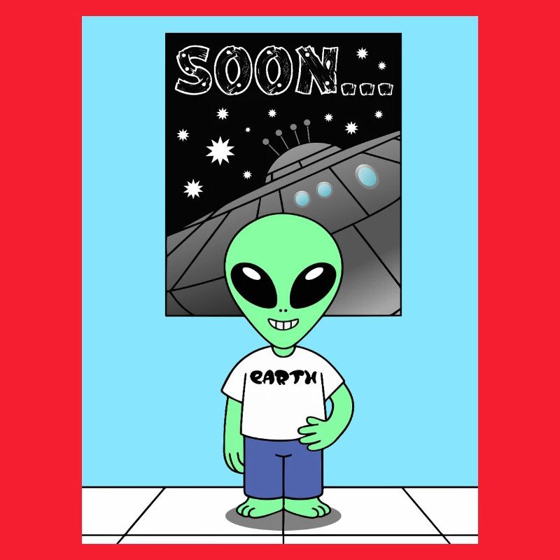 Alien devant le vaisseau spatial Terre