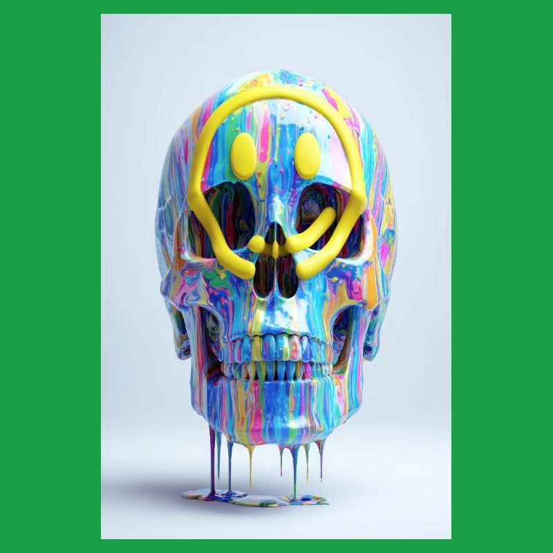 Psychedelic Skull with Smile Goggles
