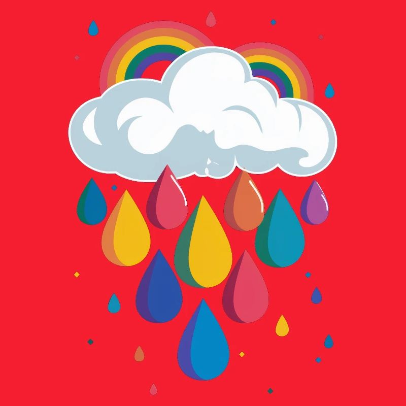 Rainbow Cloud Colorful Raindrops Graphic