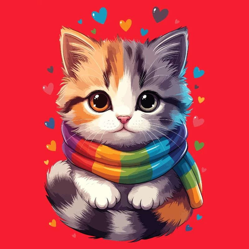 Rainbow Kitten Scarf