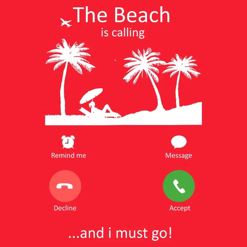 Der Strand ruft einen lustigen Sommerurlaubsslogan