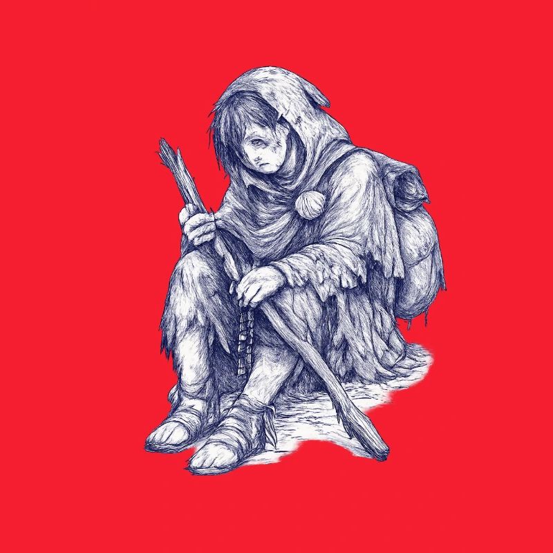 Gardien Errant avec bâton et capuche