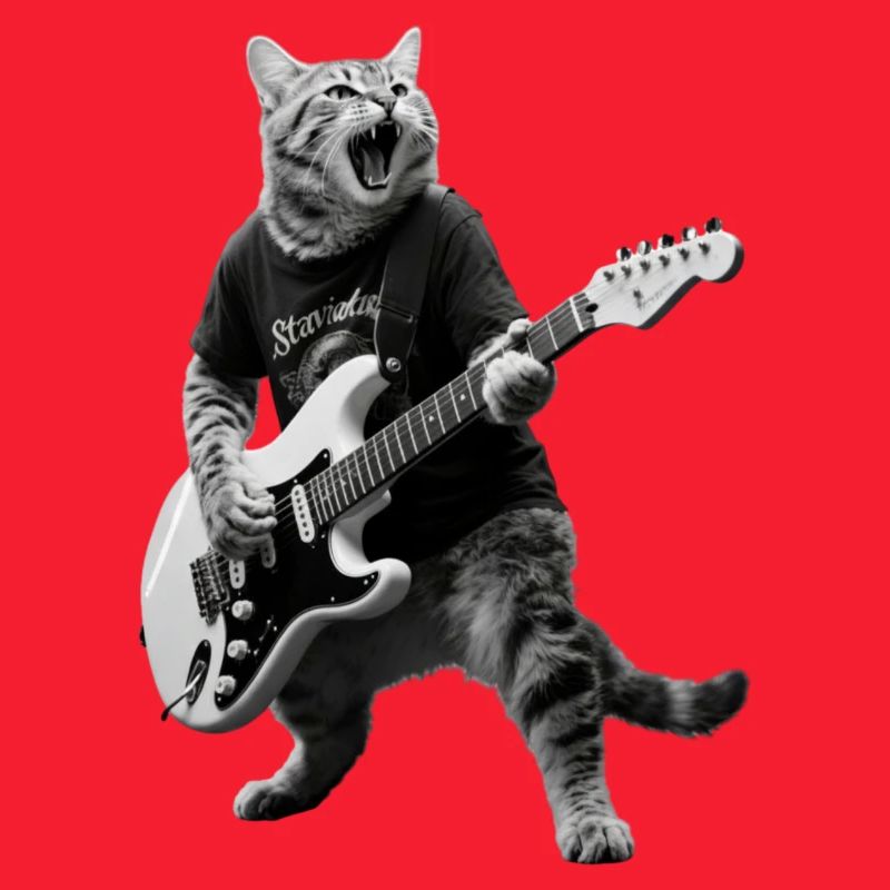 Rockkatze mit E-Gitarre
