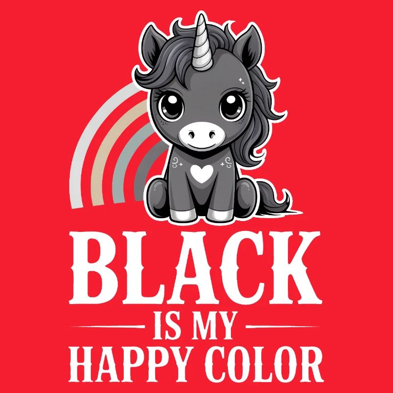 Le noir est ma licorne de couleur joyeuse