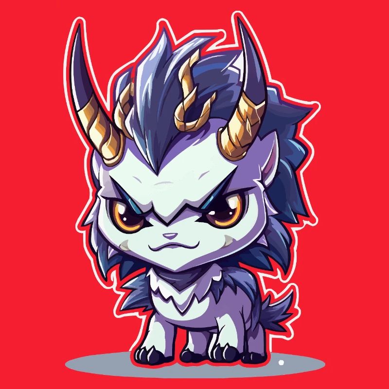 Kleiner Hörnerdrache im Chibi-Stil