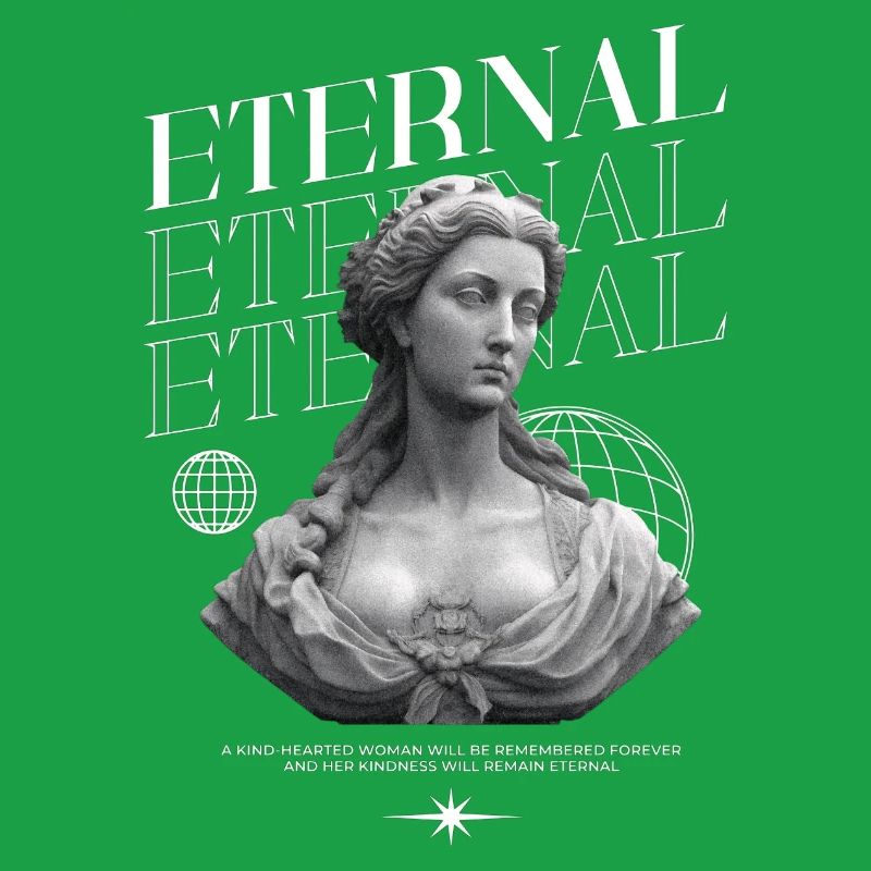 Bonté éternelle : Statue, collage globe