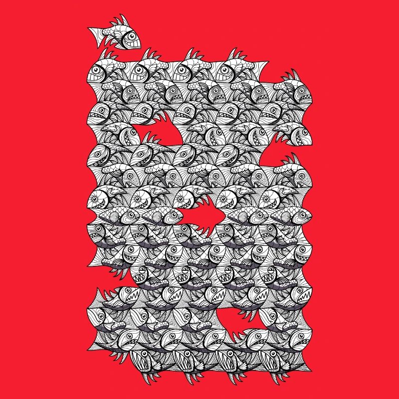 Repeated monochrome fish