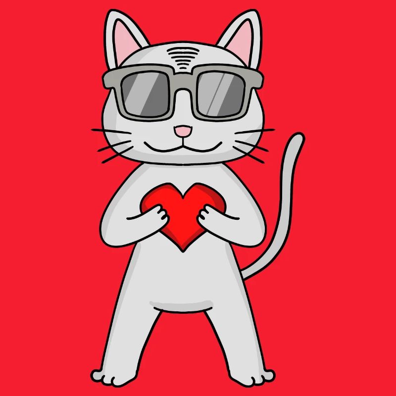 Devon Rex mit Sonnenbrille und Herz