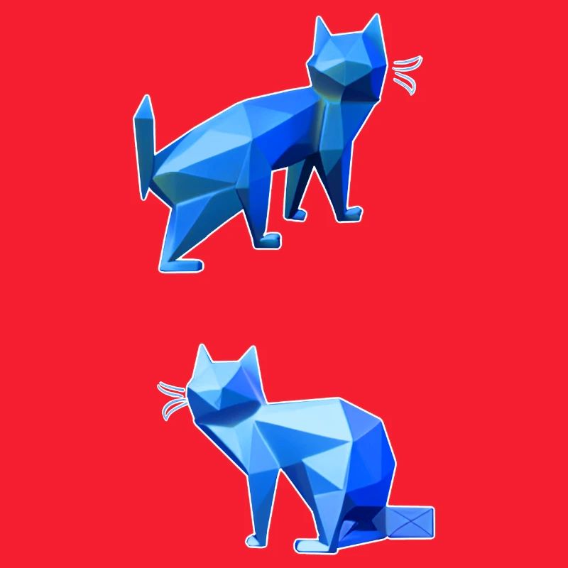Duo Chat Polygone Bleu