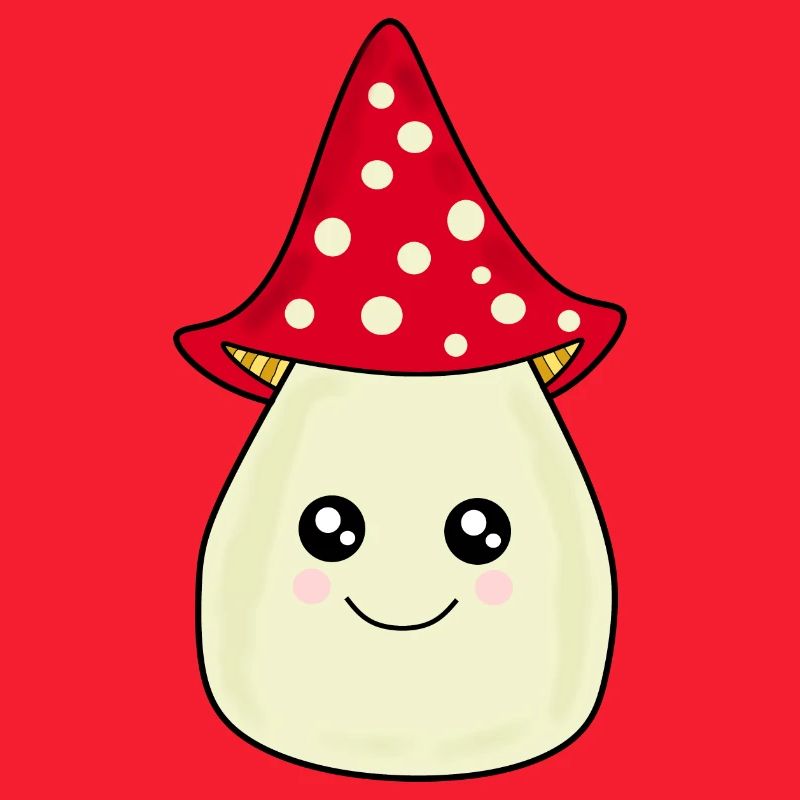 Kawaii Mushroom Toadstool cute red with face