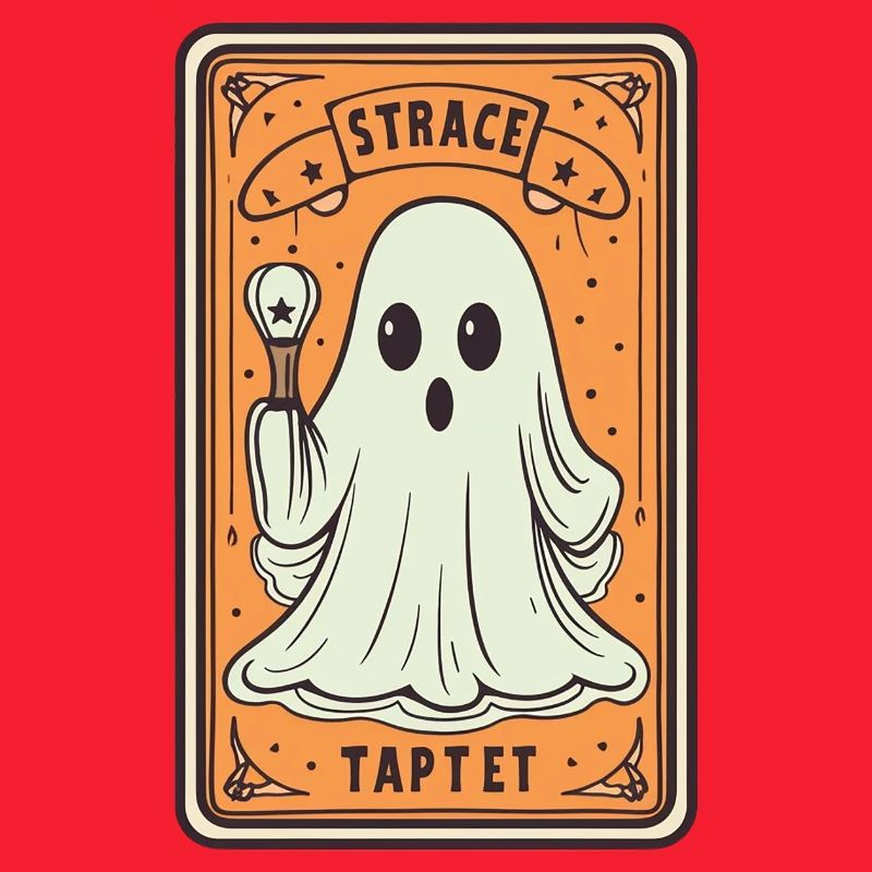 Tarot Card Ghost with Stick