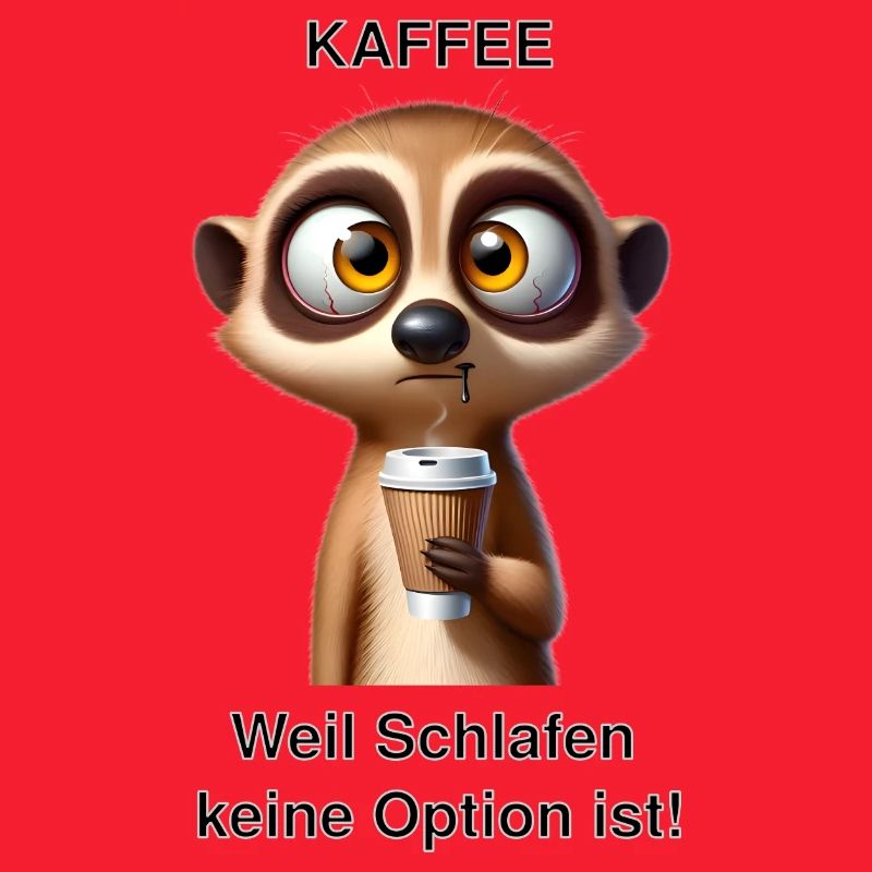 Müdes Erdmännchen mit Kaffee