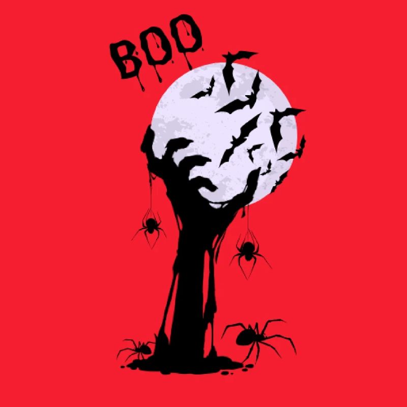 Moonlit night bats over creepy tree