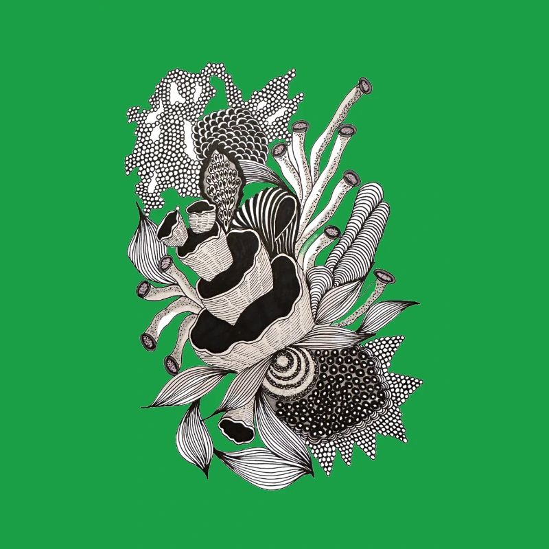 Illustration monochrome de fleurs de panda